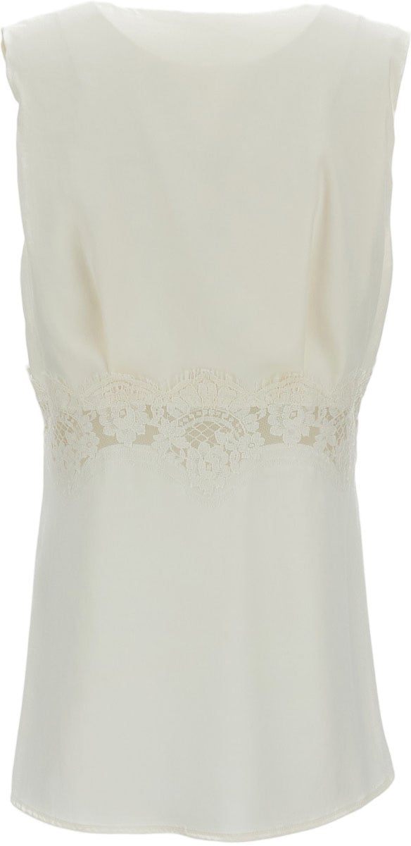 P.A.R.O.S.H. V-Neck Sleeveless Top With Lace Insert Wit