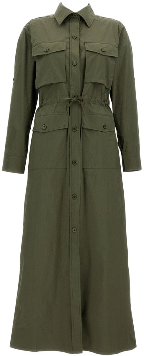 P.A.R.O.S.H. Utility-Inspired Long Shirt Dress with Adjustable Waist Groen