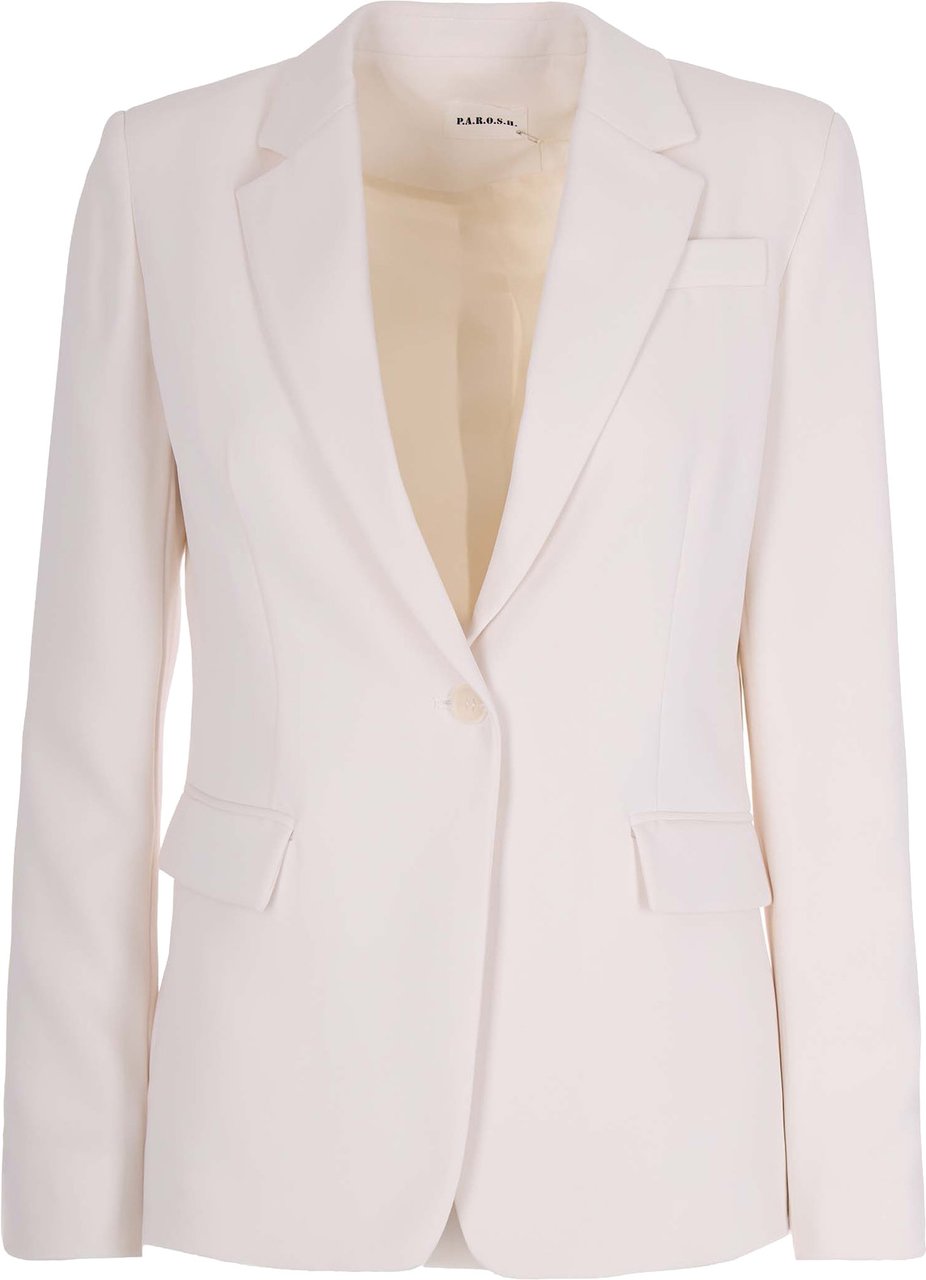 P.A.R.O.S.H. Cream Single-Breasted Blazer Wit