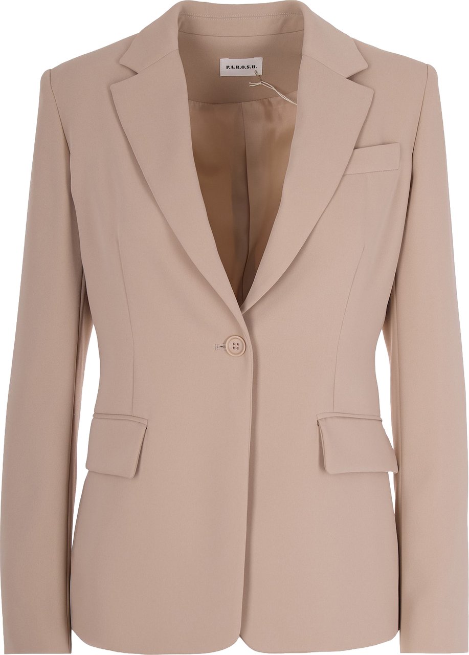 P.A.R.O.S.H. Beige Single-Breasted Blazer Neutraal