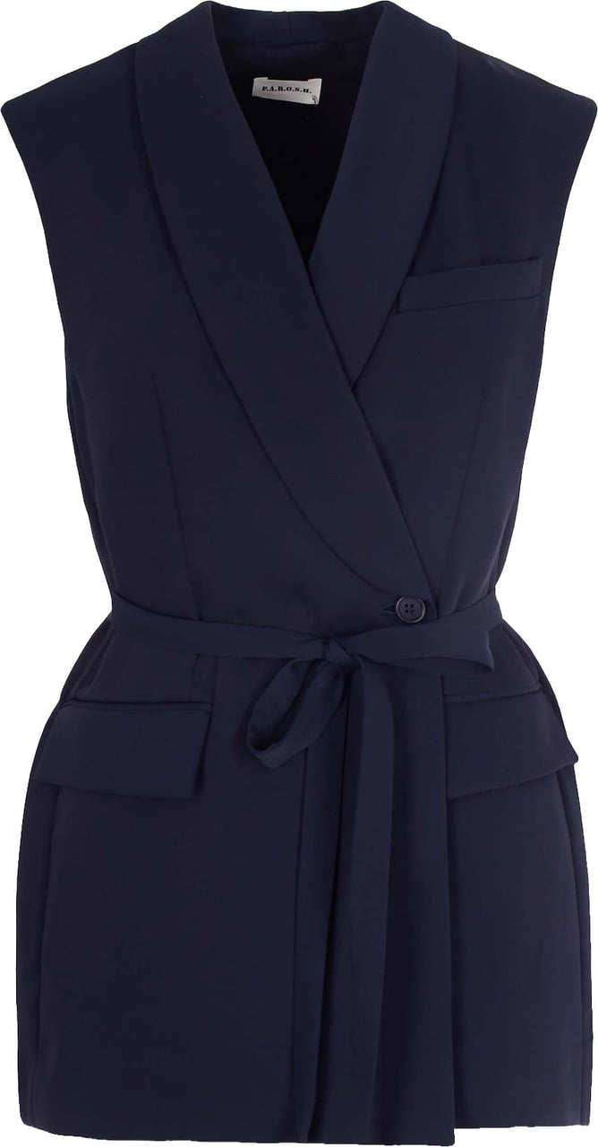 P.A.R.O.S.H. Blue Belted Vest Zwart