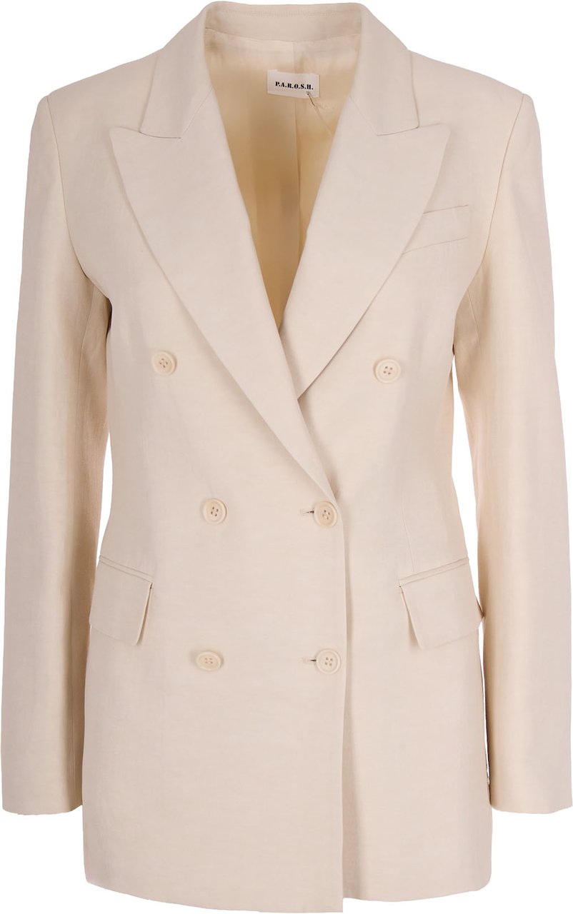 P.A.R.O.S.H. Sand Double-Breasted Blazer Grijs