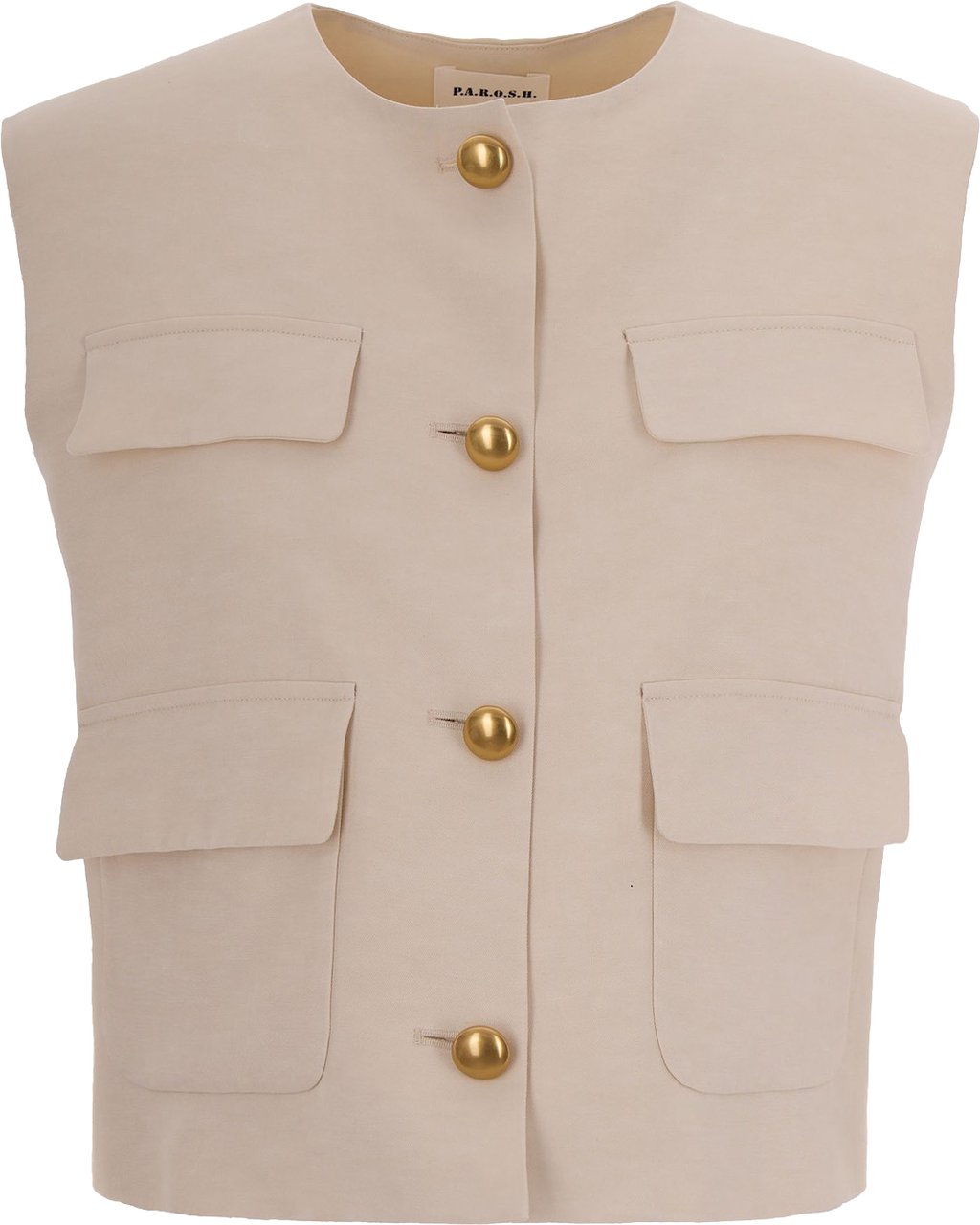 P.A.R.O.S.H. Cream Linen Gilet Neutraal