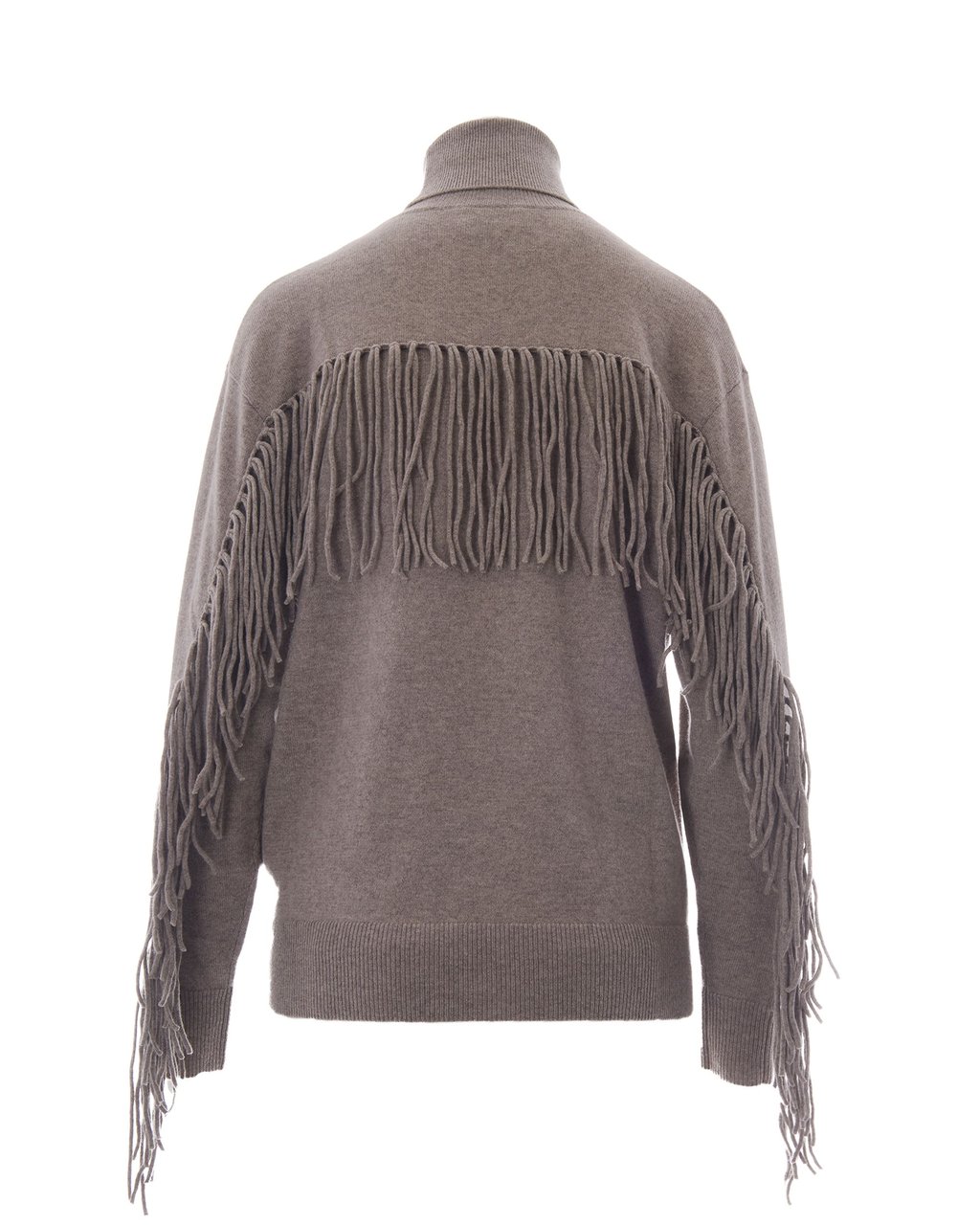 P.A.R.O.S.H. Taupe Fringe Cashmere Turtleneck Grijs