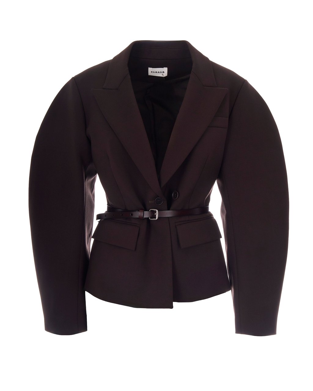 P.A.R.O.S.H. Dark Brown Double-Breasted Wool-Blend Blazer Bruin