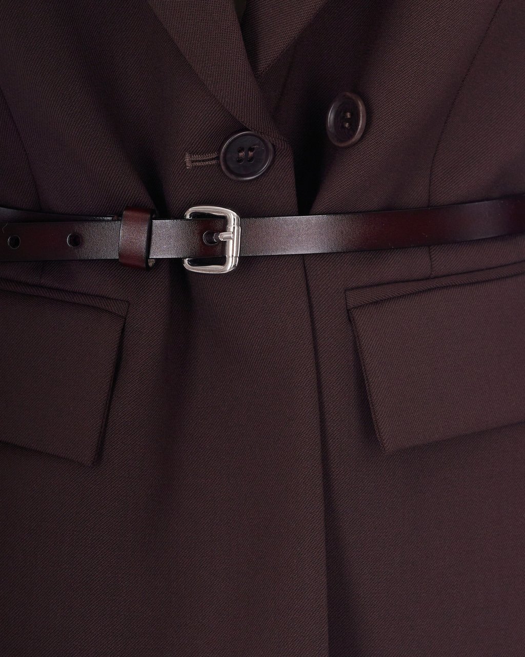 P.A.R.O.S.H. Dark Brown Double-Breasted Wool-Blend Blazer Bruin