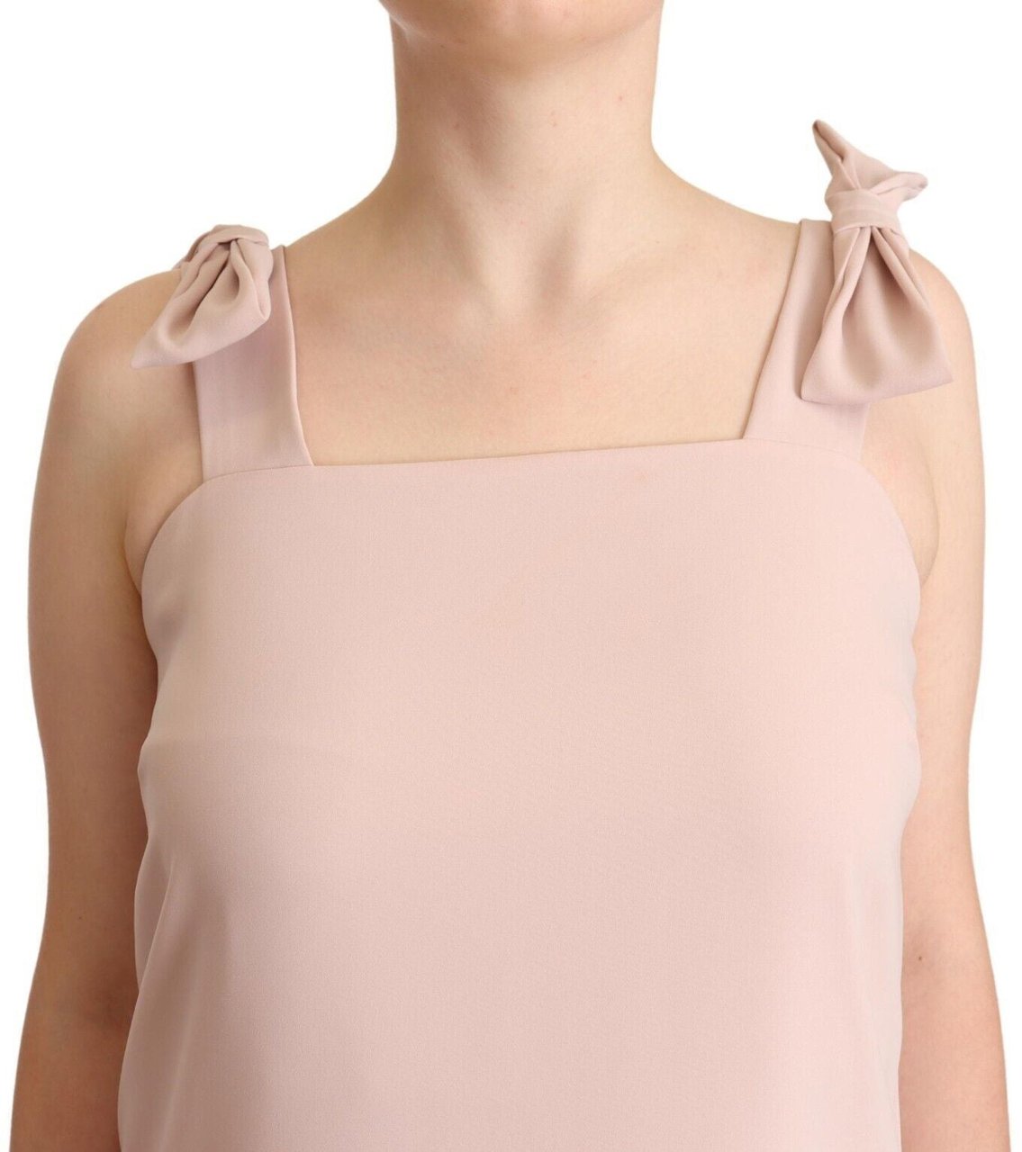 P.A.R.O.S.H. Pink Polyester Sleeveless Midi Feather Shift Dress Roze