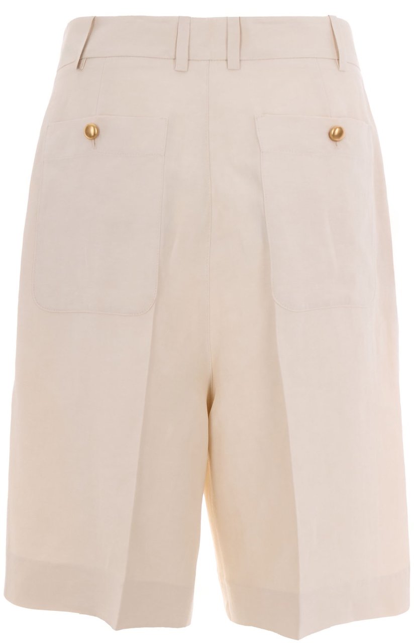 P.A.R.O.S.H. Cream Linen Bermuda Shorts Grijs