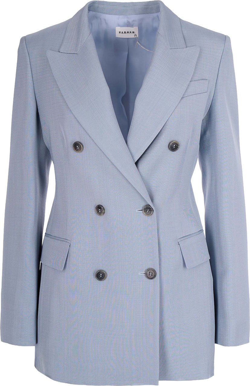 P.A.R.O.S.H. Light Blue Double-Breasted Blazer Blauw