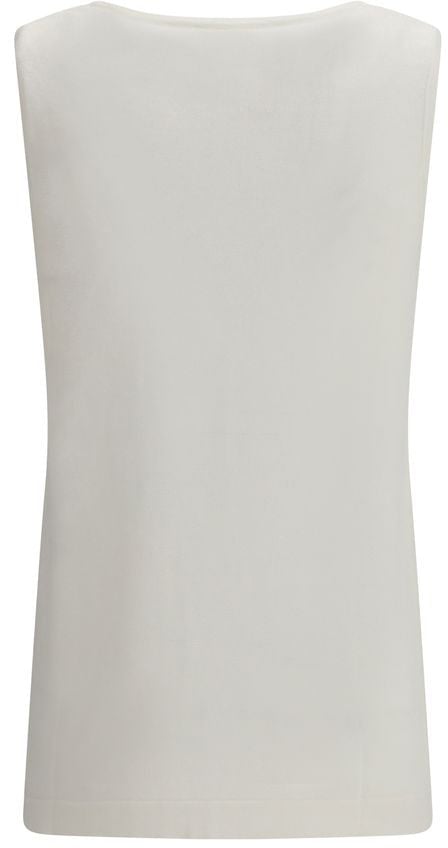 P.A.R.O.S.H. P.A.R.O.S.H. White Linen Sleeveles T-Shirt Wit