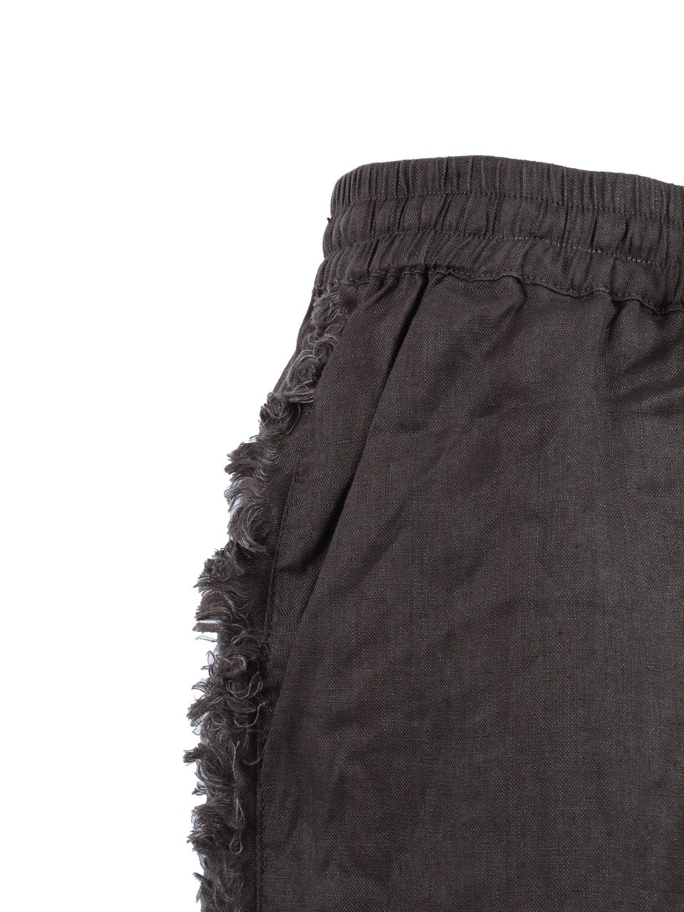 P.A.R.O.S.H. Relaxed Frayed Linen Shorts Zwart