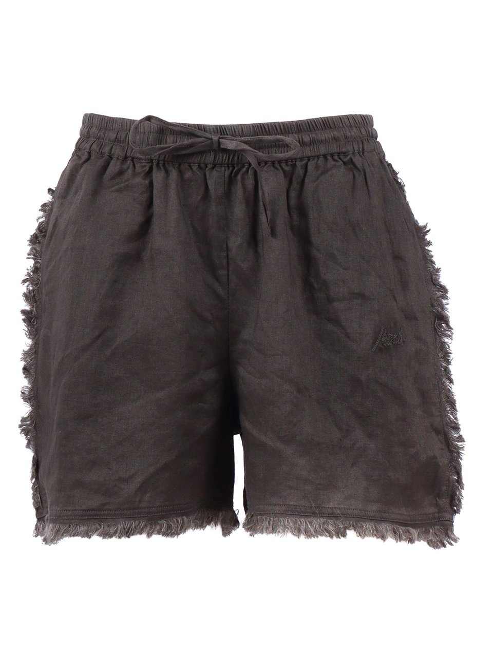 P.A.R.O.S.H. Relaxed Frayed Linen Shorts Zwart