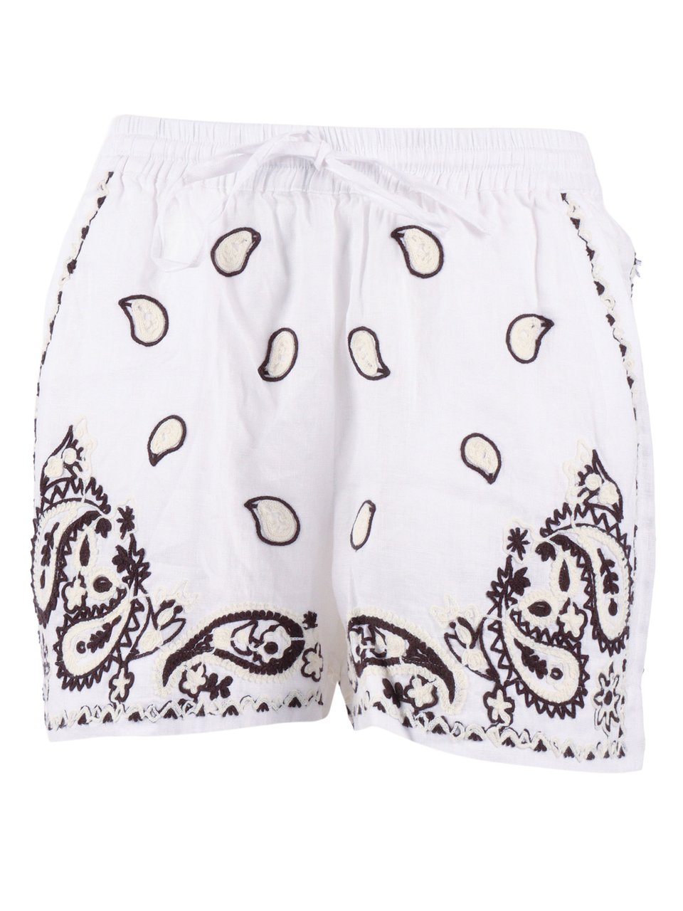 P.A.R.O.S.H. Linen Paisley Embroidered Shorts Wit