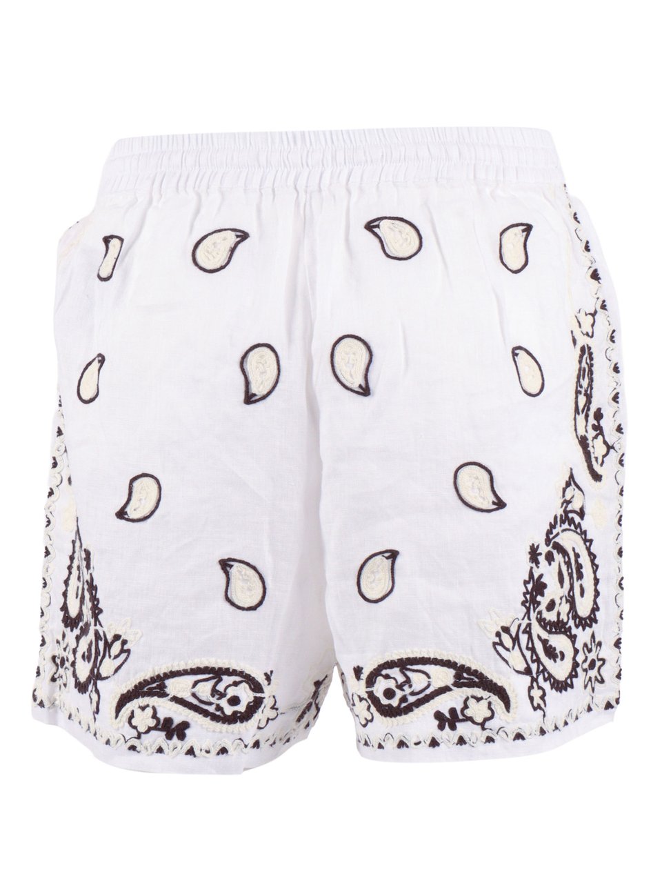 P.A.R.O.S.H. Linen Paisley Embroidered Shorts Wit