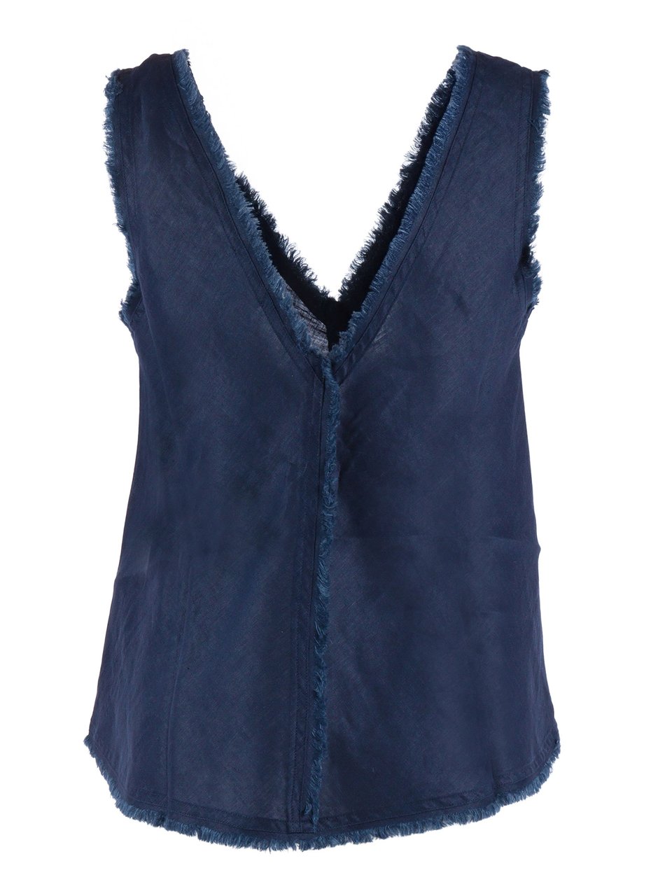 P.A.R.O.S.H. Sleeveless Frayed V Neck Tank Top Zwart
