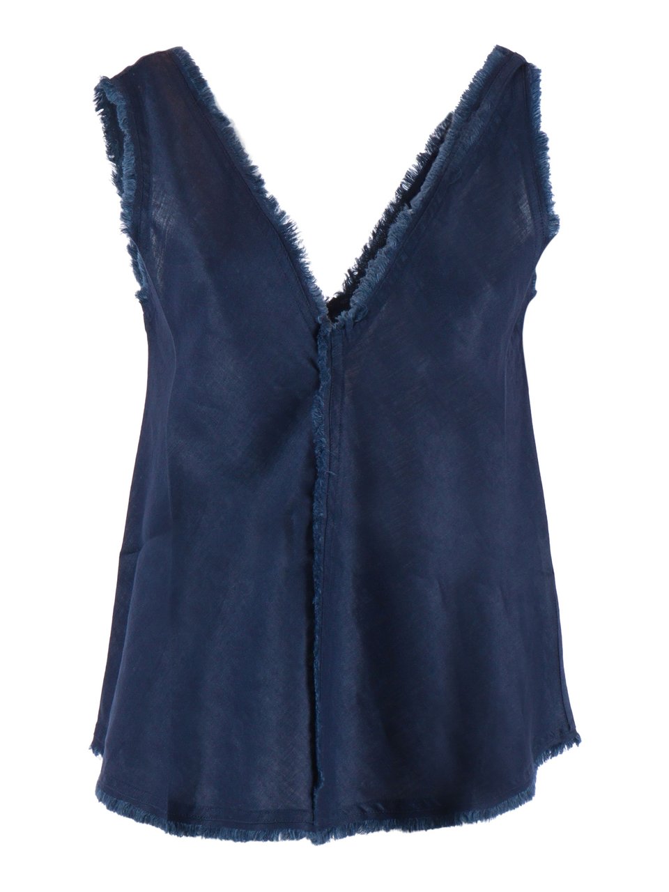 P.A.R.O.S.H. Sleeveless Frayed V Neck Tank Top Zwart