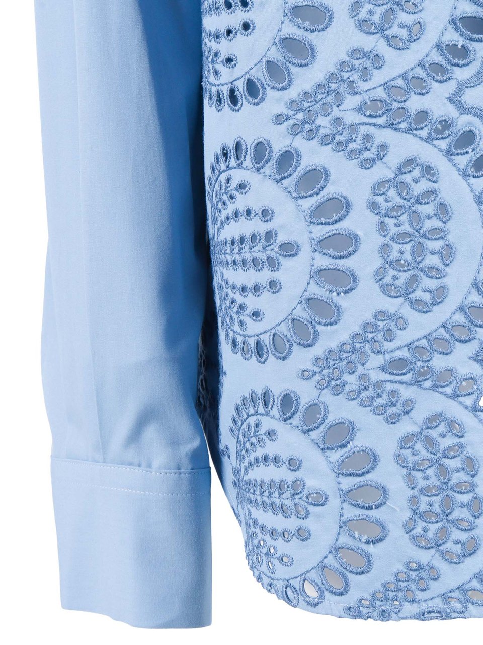 P.A.R.O.S.H. Lace Embroidery Pointed Casual Shirt Blauw