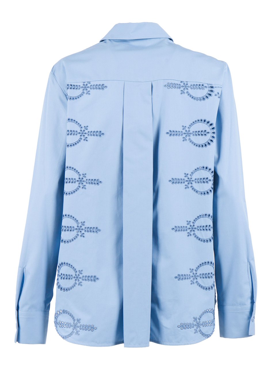 P.A.R.O.S.H. Lace Embroidery Pointed Casual Shirt Blauw