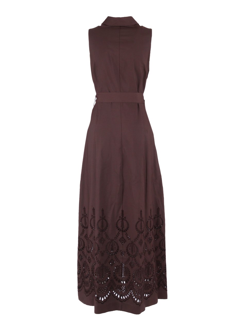 P.A.R.O.S.H. Cut Out Embroidery Midi Dress Zwart