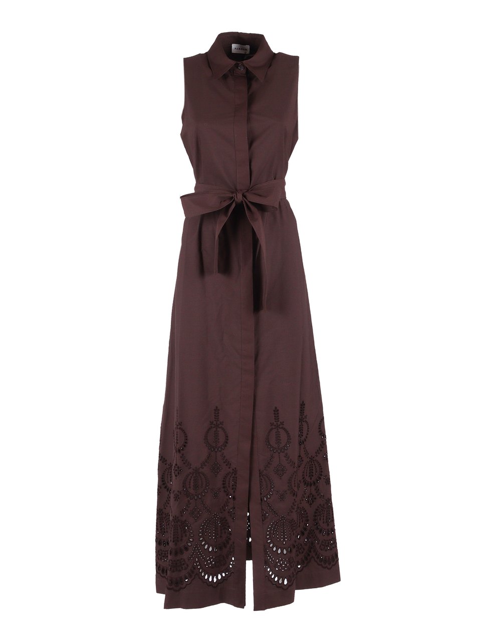 P.A.R.O.S.H. Cut Out Embroidery Midi Dress Zwart