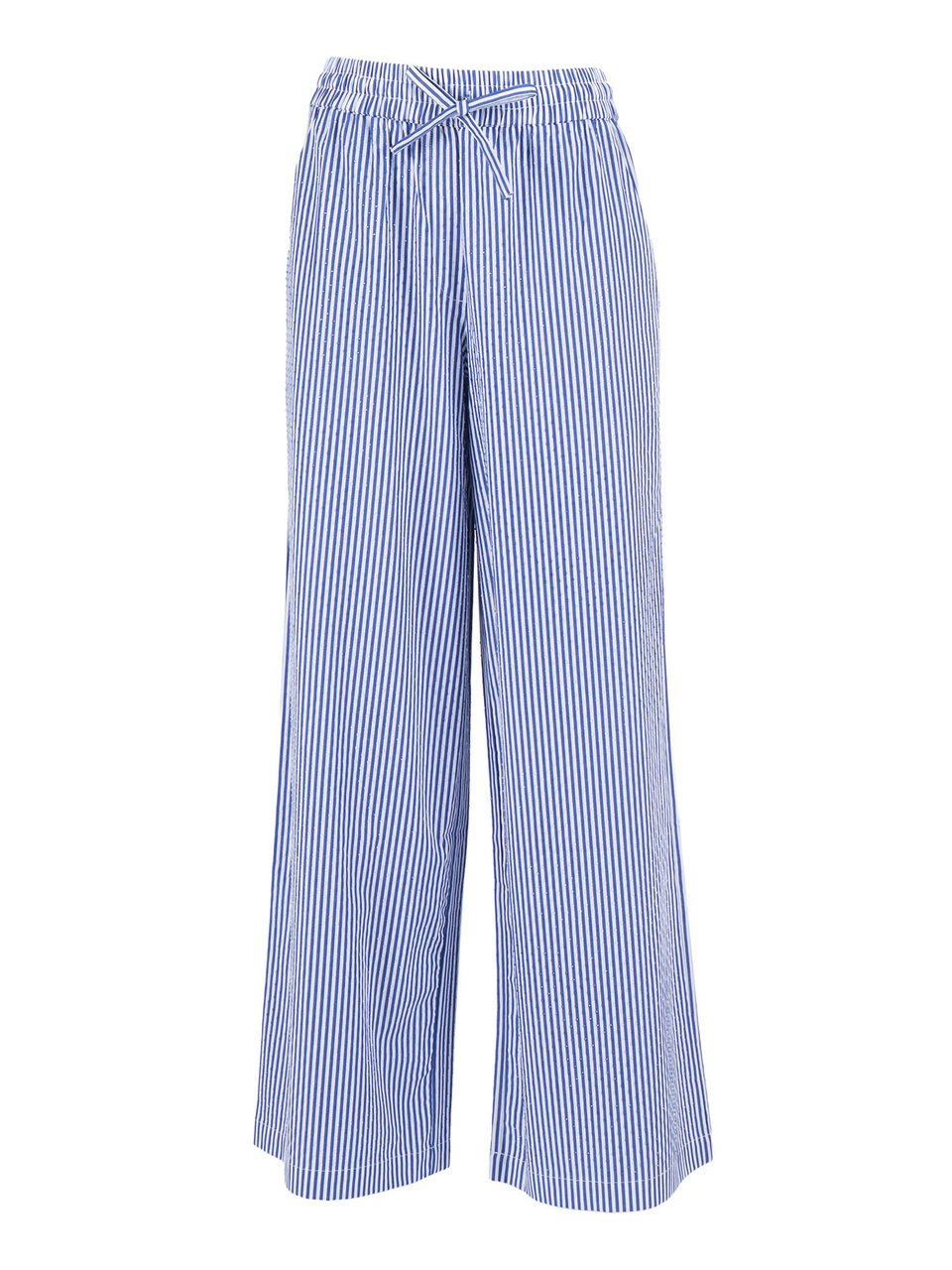 P.A.R.O.S.H. Wide Leg Vertical Stripe Straight-Leg Pants Blauw