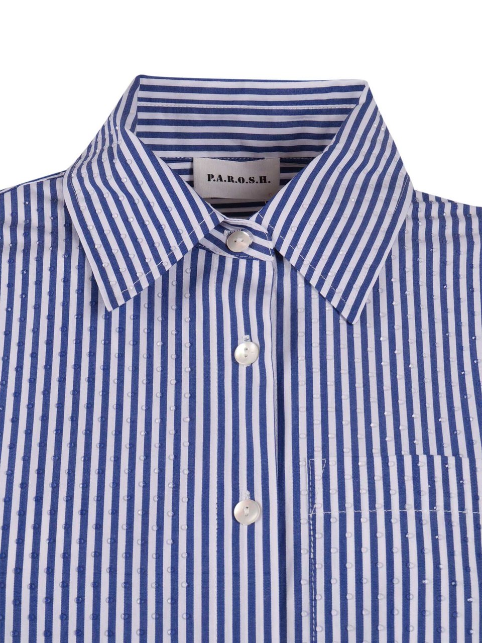 P.A.R.O.S.H. Vertical Stripe Pointed Casual Shirt Blauw
