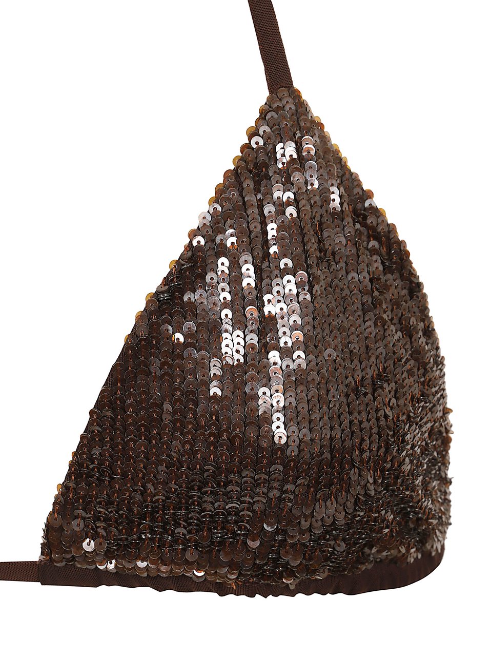P.A.R.O.S.H. Micro-Sequin Brown Bikini with Adjustable Sliding Triangle Cups Bruin