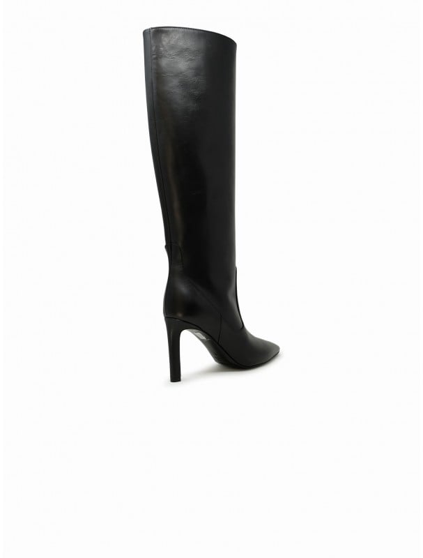P.A.R.O.S.H. PAROSH D060116 013 ANSHOE BLACK LEATHER BOOTS Zwart