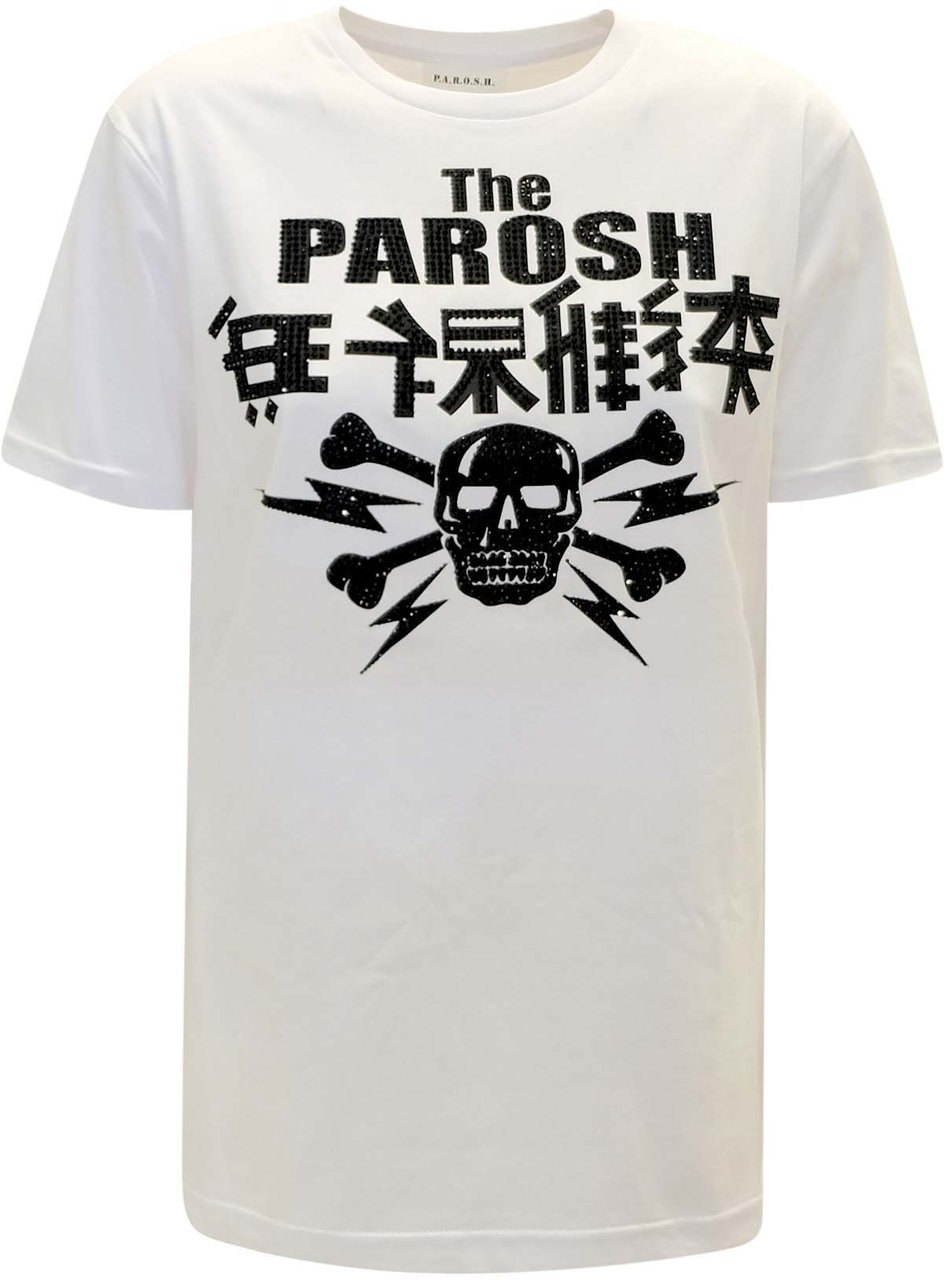 P.A.R.O.S.H. PAROSH D110041 002 CULMINE WHITE COTTON T-SHIRT Wit