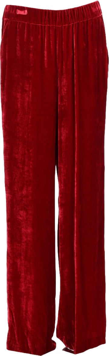 P.A.R.O.S.H. Relaxed Wide-Leg Pants in Viscose and Silk Blend Rood