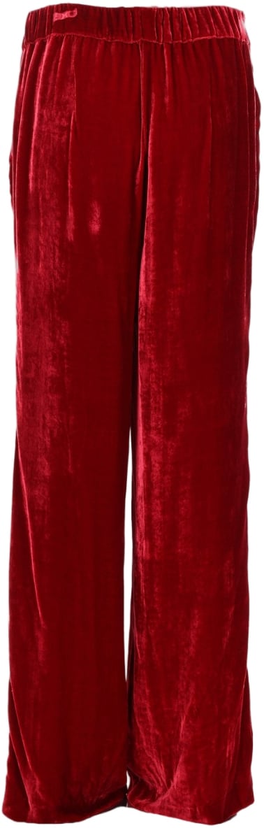 P.A.R.O.S.H. Relaxed Wide-Leg Pants in Viscose and Silk Blend Rood