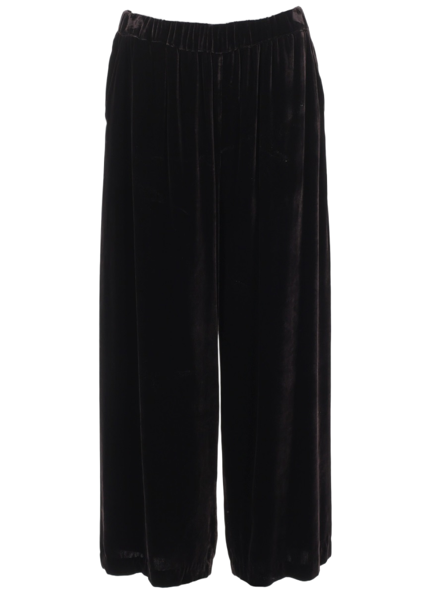 P.A.R.O.S.H. Cropped Loose Black Wide-Leg Pants With Elastic Waistband Zwart