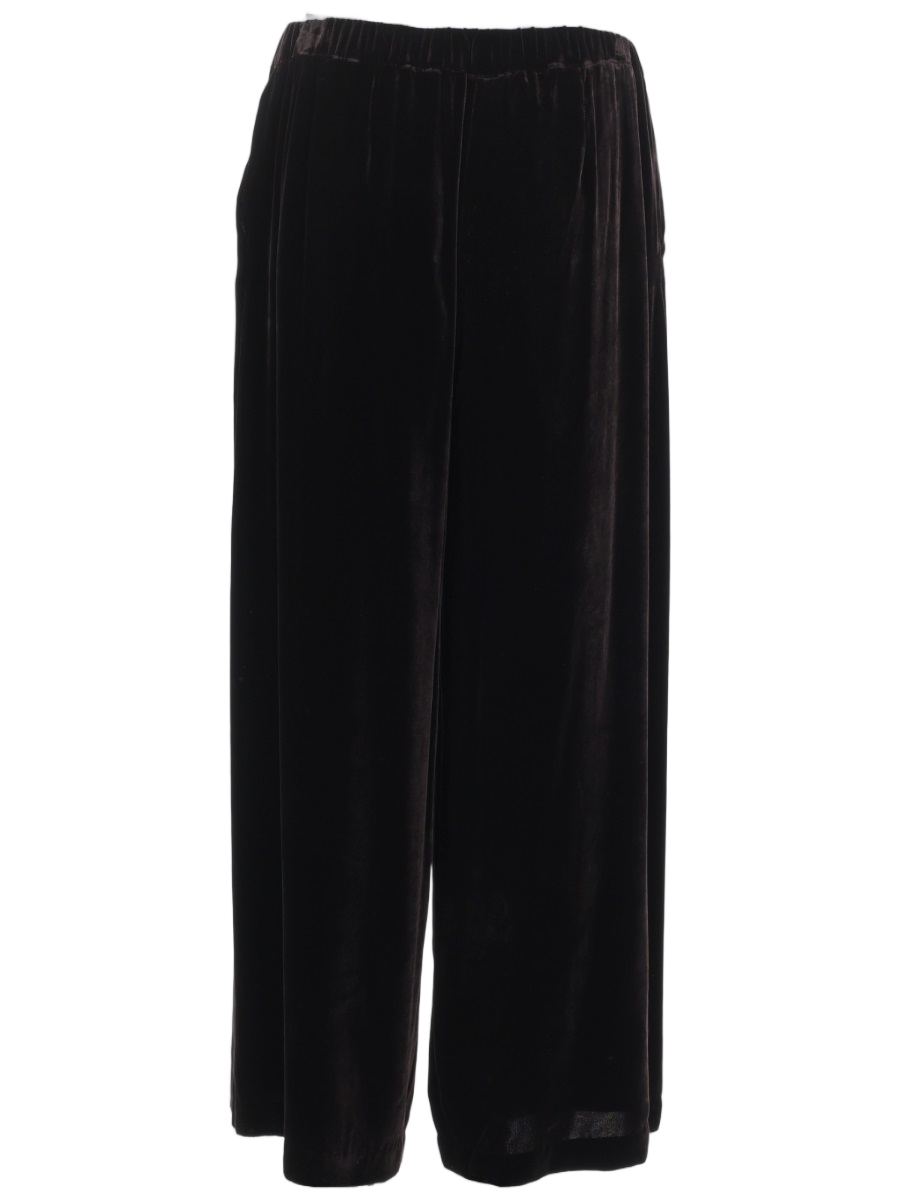 P.A.R.O.S.H. Cropped Loose Black Wide-Leg Pants With Elastic Waistband Zwart