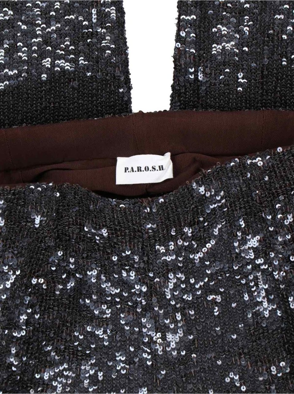 P.A.R.O.S.H. Straight-Leg Trousers With Sequined Surface Grijs