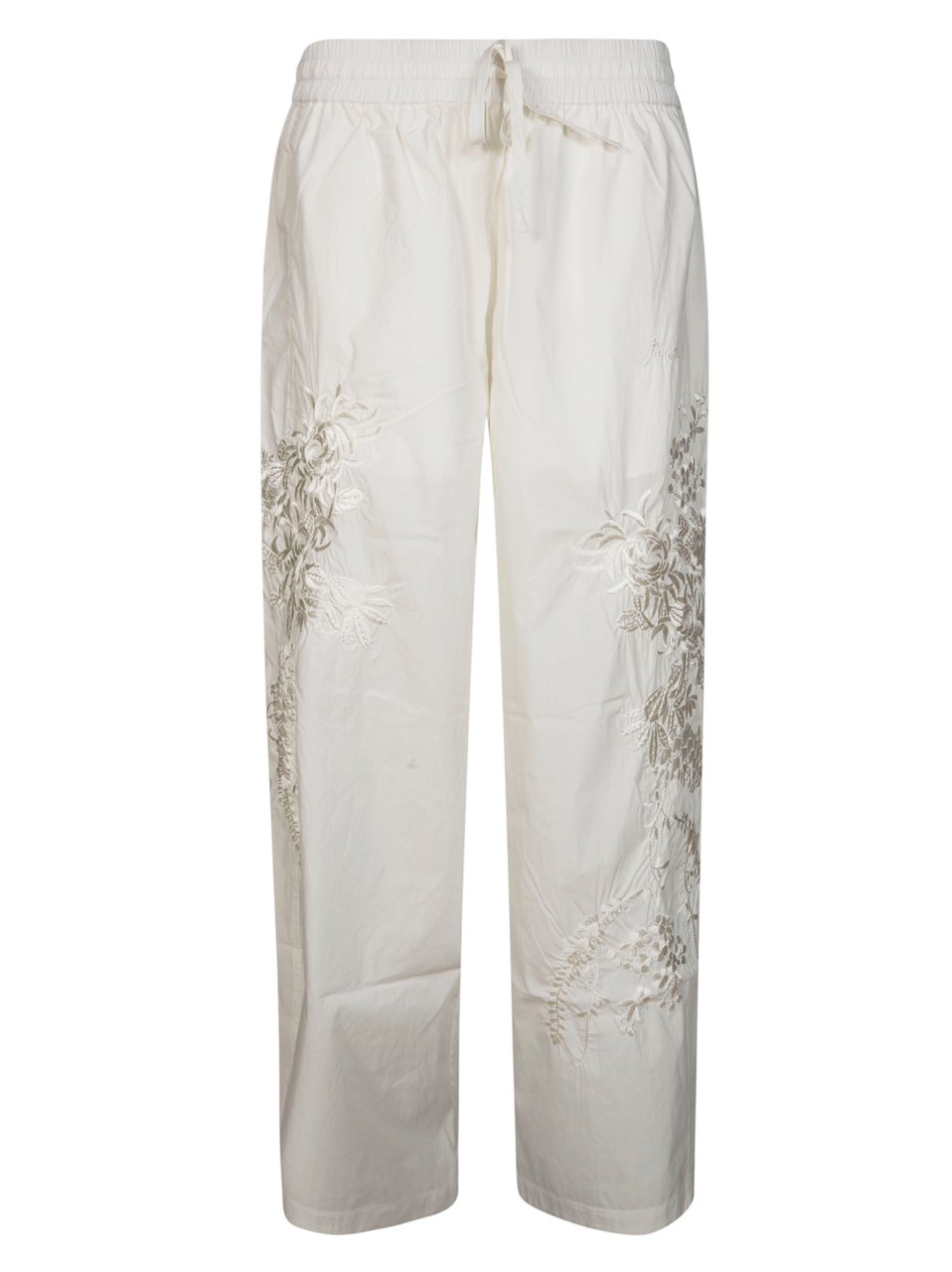 P.A.R.O.S.H. Wide Leg Floral Embroidered Pants Grijs