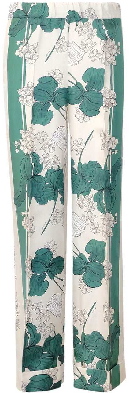 P.A.R.O.S.H. PAROSH D231436 868 SERENELLA GREEN SILK TWILL PANTS Groen