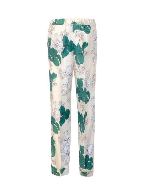 P.A.R.O.S.H. PAROSH D231436 868 SERENELLA GREEN SILK TWILL PANTS Groen