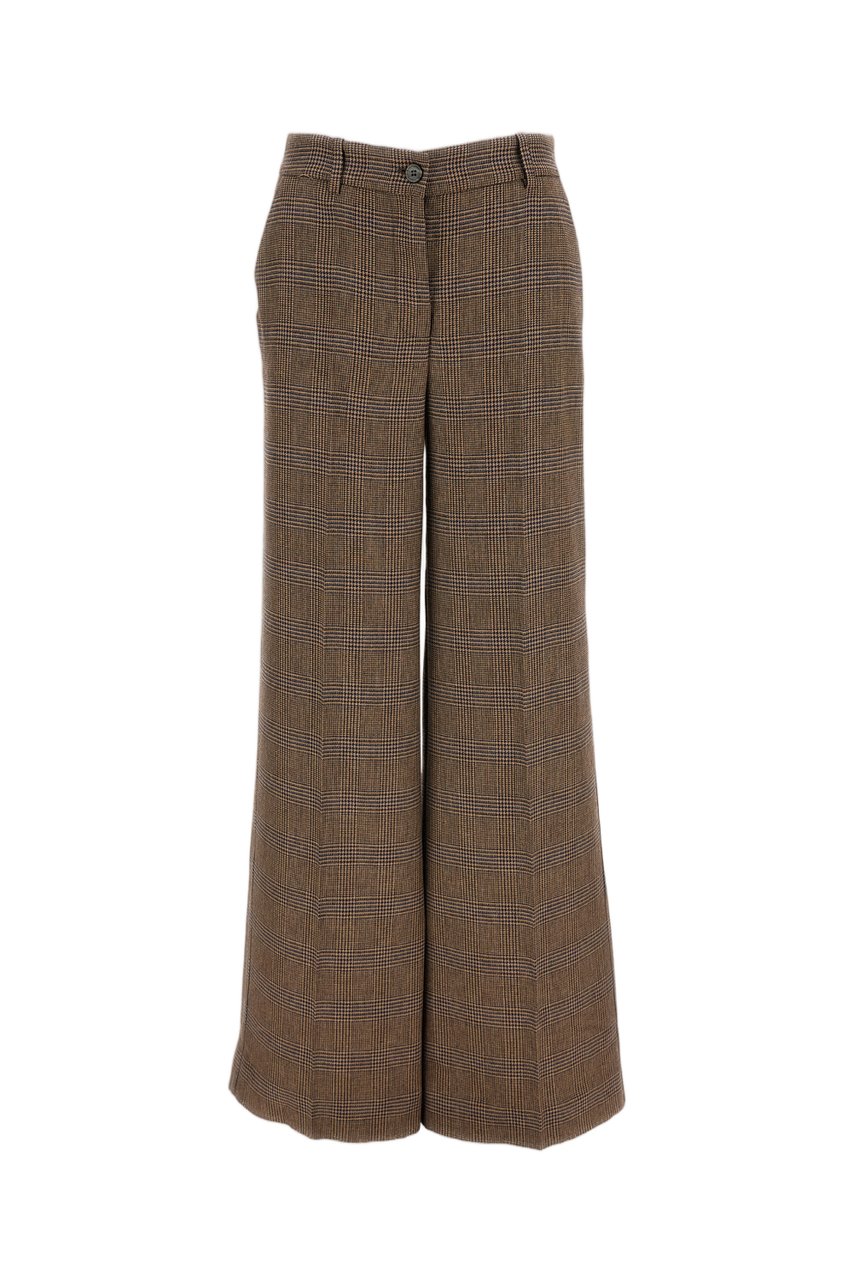 P.A.R.O.S.H. Multicolor Houndstooth Wool-Blend Wide-Leg Pants Bruin