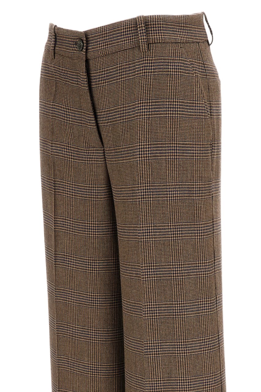 P.A.R.O.S.H. Multicolor Houndstooth Wool-Blend Wide-Leg Pants Bruin