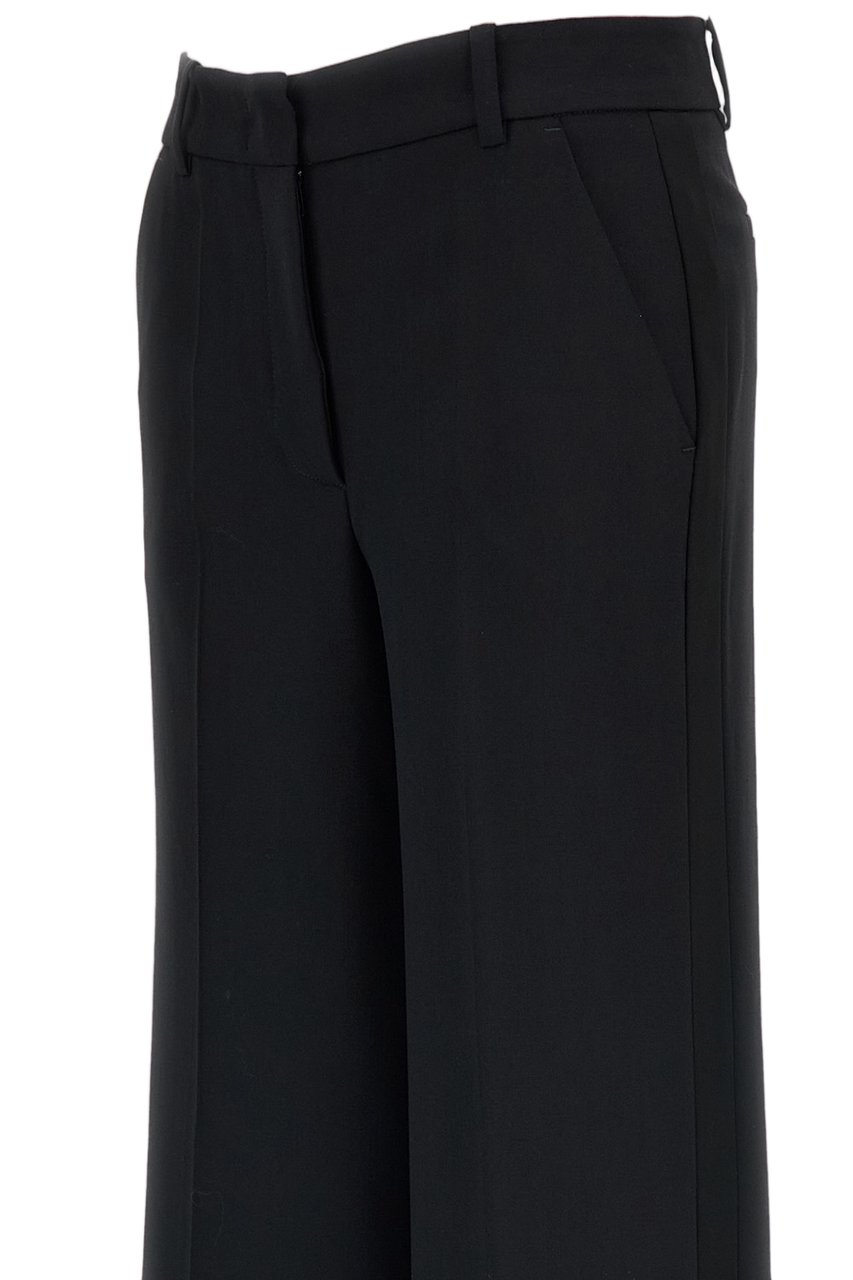 P.A.R.O.S.H. Black Stretch Wool Satin Stripe Tailored Pants Zwart