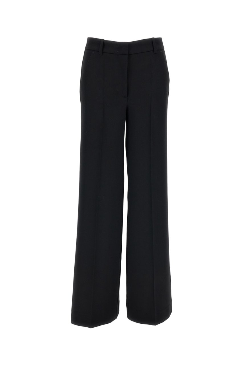 P.A.R.O.S.H. Black Stretch Wool Satin Stripe Tailored Pants Zwart