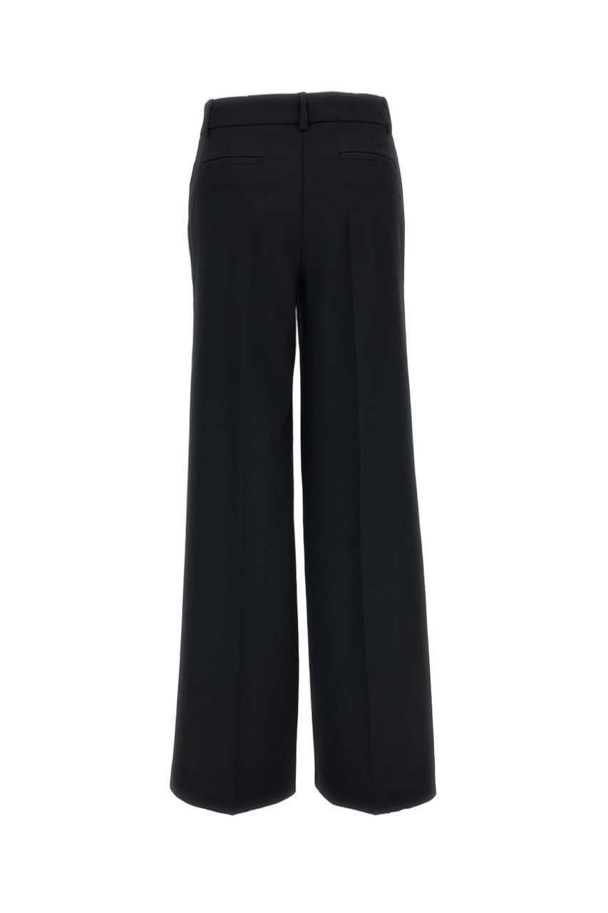P.A.R.O.S.H. Black Stretch Wool Satin Stripe Tailored Pants Zwart
