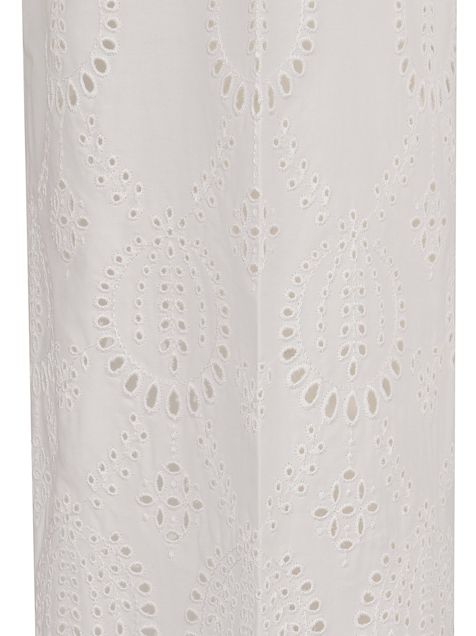 P.A.R.O.S.H. High-Waisted White Trousers with Intricate Eyelet Embroidery Wit