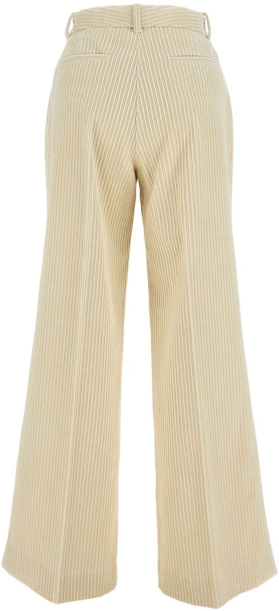 P.A.R.O.S.H. Wide-Leg Corduroy Trousers With Vertical Ribbed Texture Neutraal