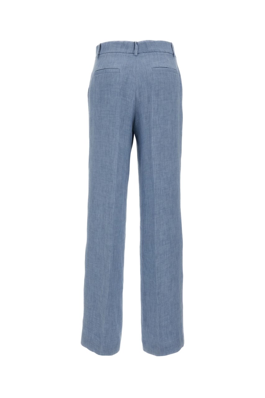 P.A.R.O.S.H. Light Blue Linen Blend Wide-Leg Trousers Blauw