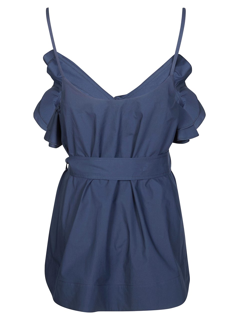 P.A.R.O.S.H. Sleeveless Deep V Neck Ruffled Top Grijs