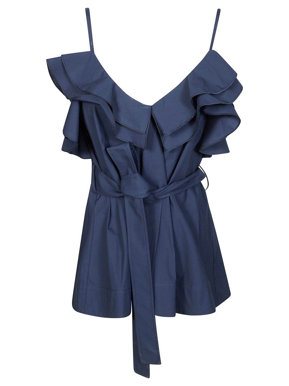 P.A.R.O.S.H. Sleeveless Deep V Neck Ruffled Top Grijs