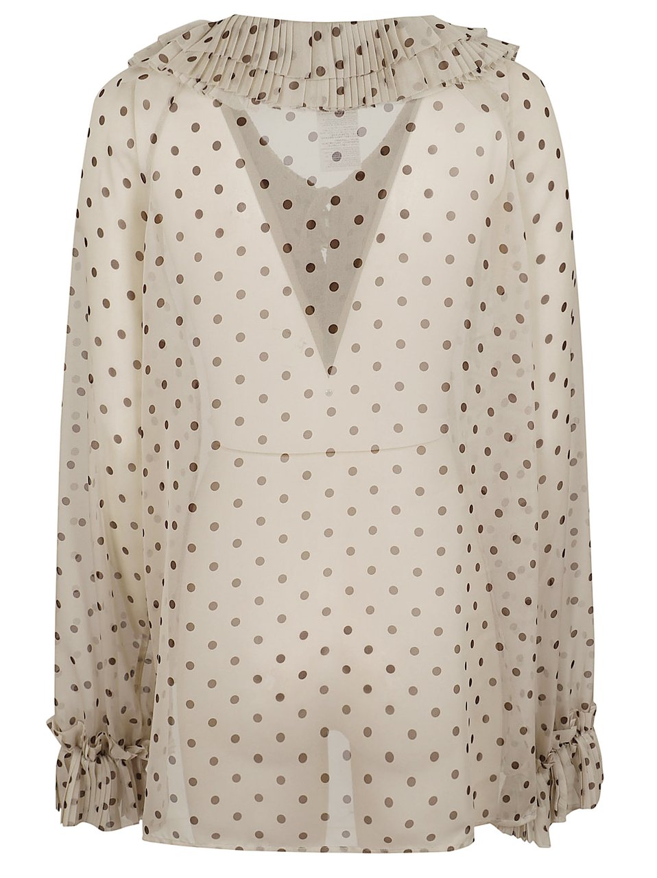 P.A.R.O.S.H. Sheer Silk Blouse with Polka Dot Pattern Neutraal