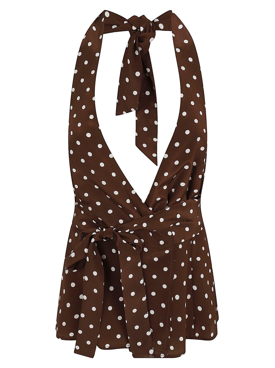 P.A.R.O.S.H. Backless Silk Top with Polka Dot Detail Bruin