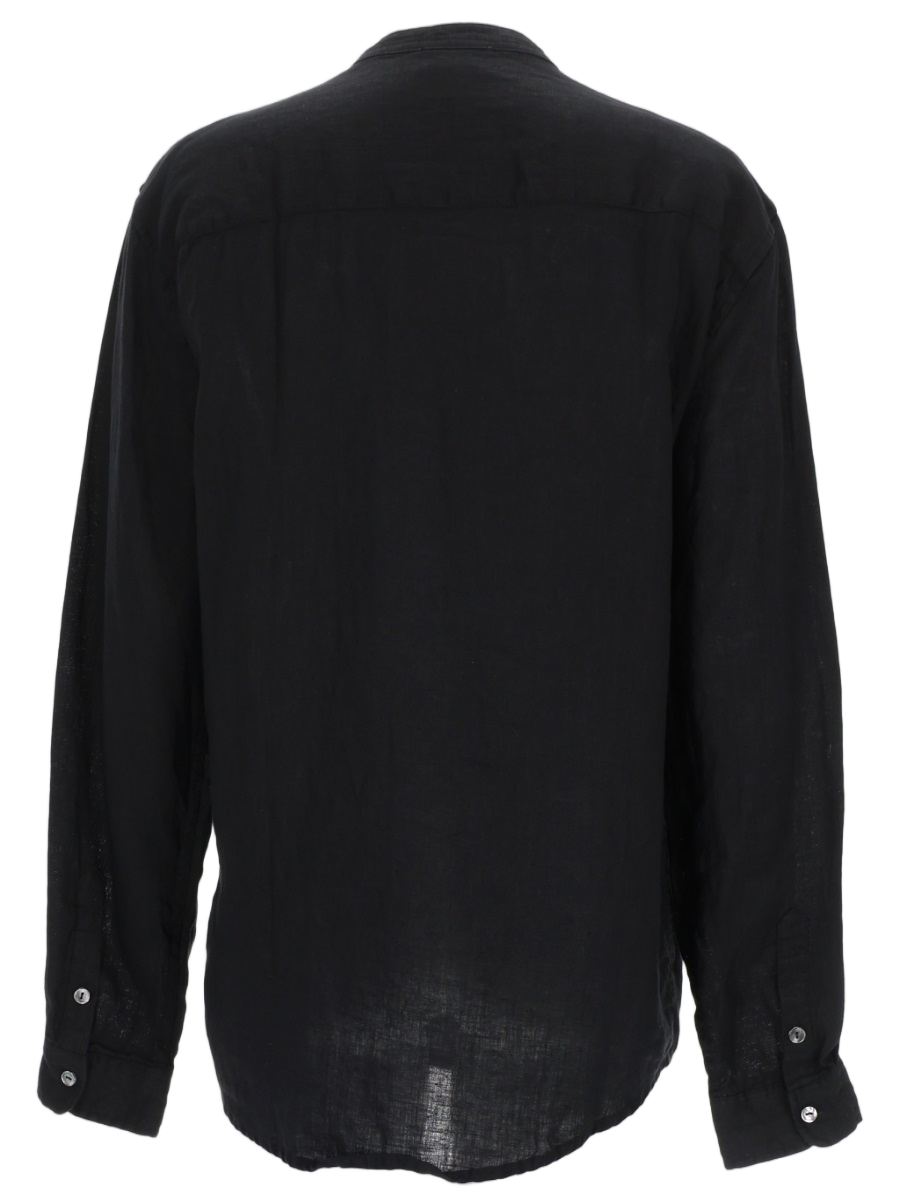 P.A.R.O.S.H. Embroidered Lightweight Linen Shirt with Button-Down Front Zwart